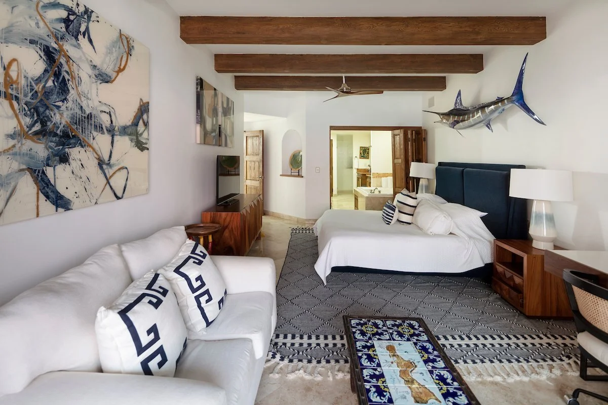 Master suite with marlin art and sitting area